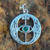 Chalice Well Pendant with Emerald, Saphire or Ruby Gemstone