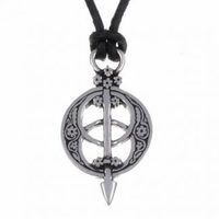 Chalice Well Vesica Piscis Pewter Pendant on Cotton Thong