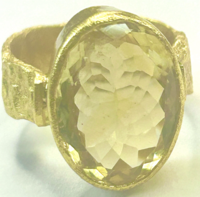 Large Oval Faceted Citrine Ring