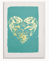 Aquamarine Rose Heart Card